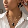 European and American Simple and Retro Design Sense, Inlaid Gemstone Design Necklace, Versatile High-end Sense Pendant, Earrings, Jewelry Set.