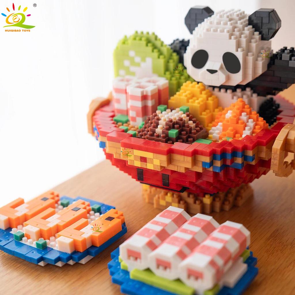 HUIQIBAO 2236PCS Mini Hot Pot Panda Micro Building Blocks 3D Model Animals Bricks DIY City Construction Toys for Children Kids