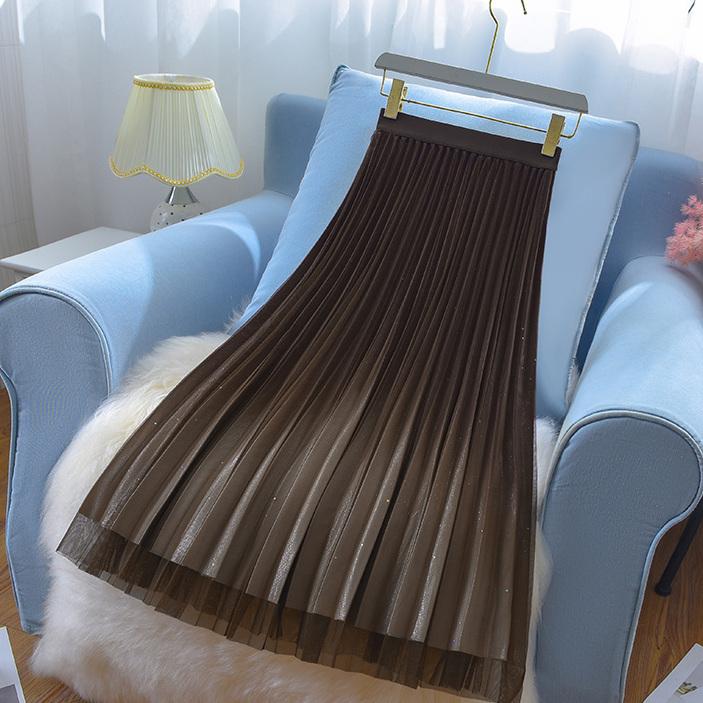 

Модная сетчатая юбка с градиентом для женщин, плиссированная юбка с высокой талией и трапециевидным силуэтом XXL