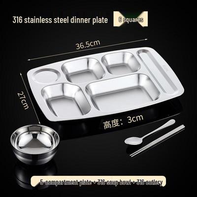 ZHEBU 316 Stainless Steel Divided Cafeteria Tray
