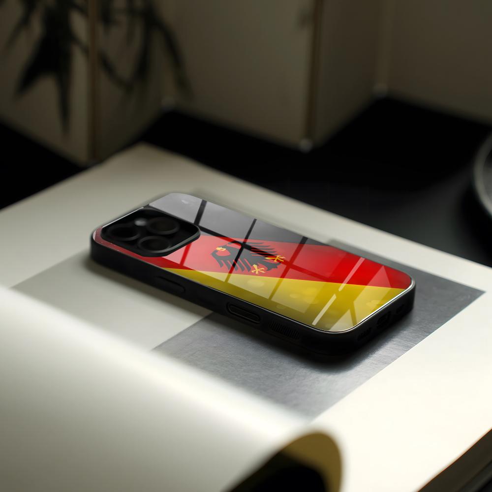

Чехол для телефона с эмблемой флага Германии, стекло Для IPhone17 Air 16 15 17 14 Pro Max 13 12 11 X XS XR Plus Для Samsung S 26 24 Учитель 23 iPhone15 Plus