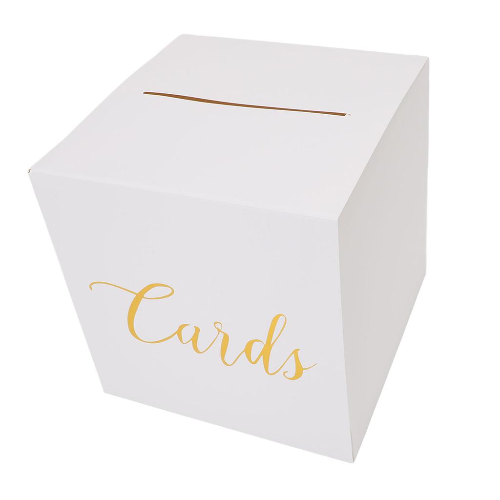 White Card Box 22x22x22.5cm Simple Elegant Card Receiving Box with 10 Blank Cards for Wedding Party Graduation Ceremony