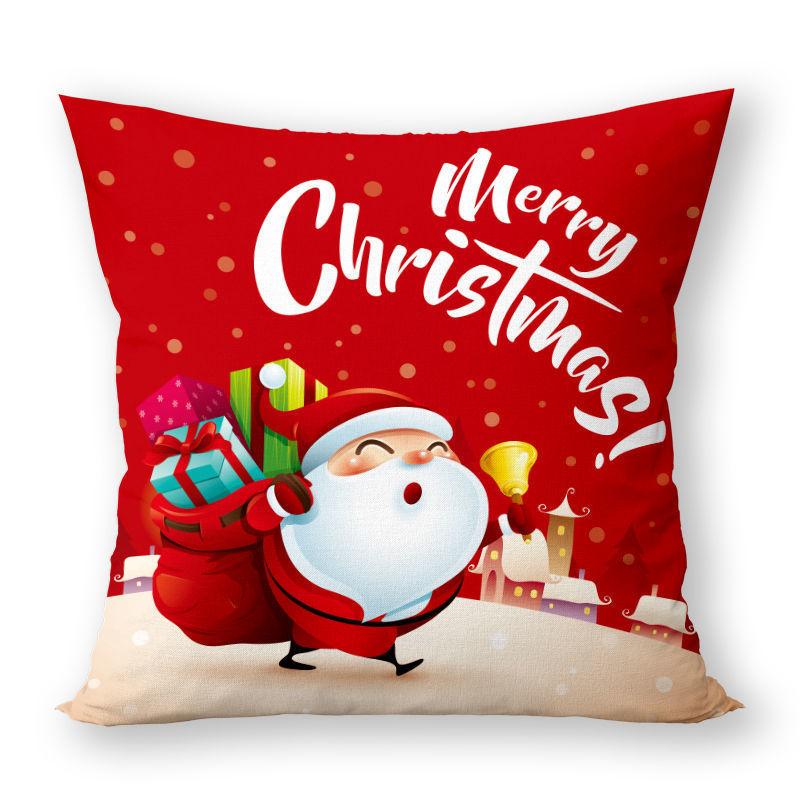 Christmas Pillow Super Soft Printed Christmas Santa Claus Cushion Festive Square Waist Pillow Case
