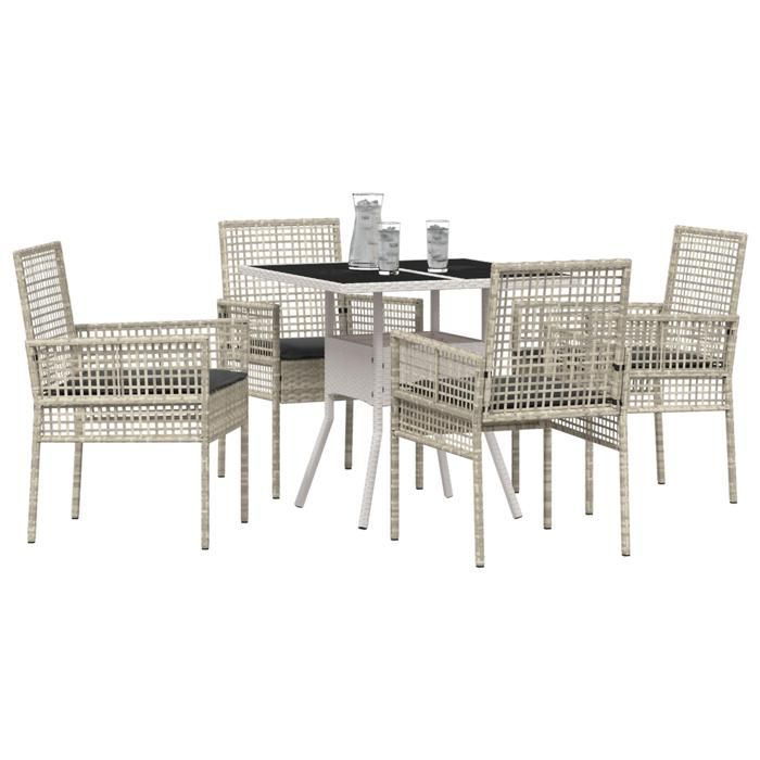 VidaXL Ensemble repas jardin 5 pièces gris clair poly rotin 3334934