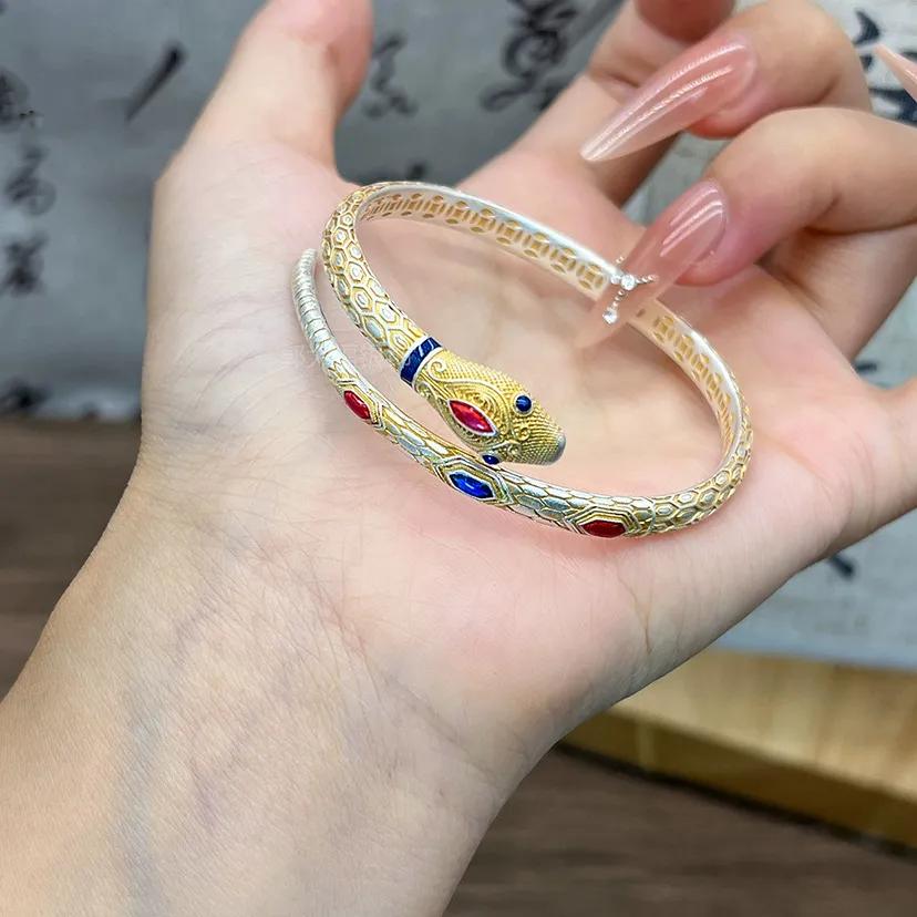 Exaggerated Irregular Color Bracelet, Snake Zodiac, Retro Literary and Ethnic Style