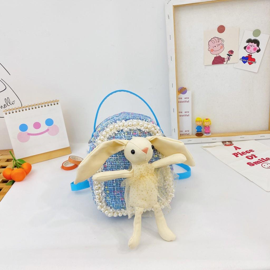 

Stylish Mini Pearl Toddler Backpack With Cartoon Design Lightweight Breathable Waterproof Fabric Rabbit Blue