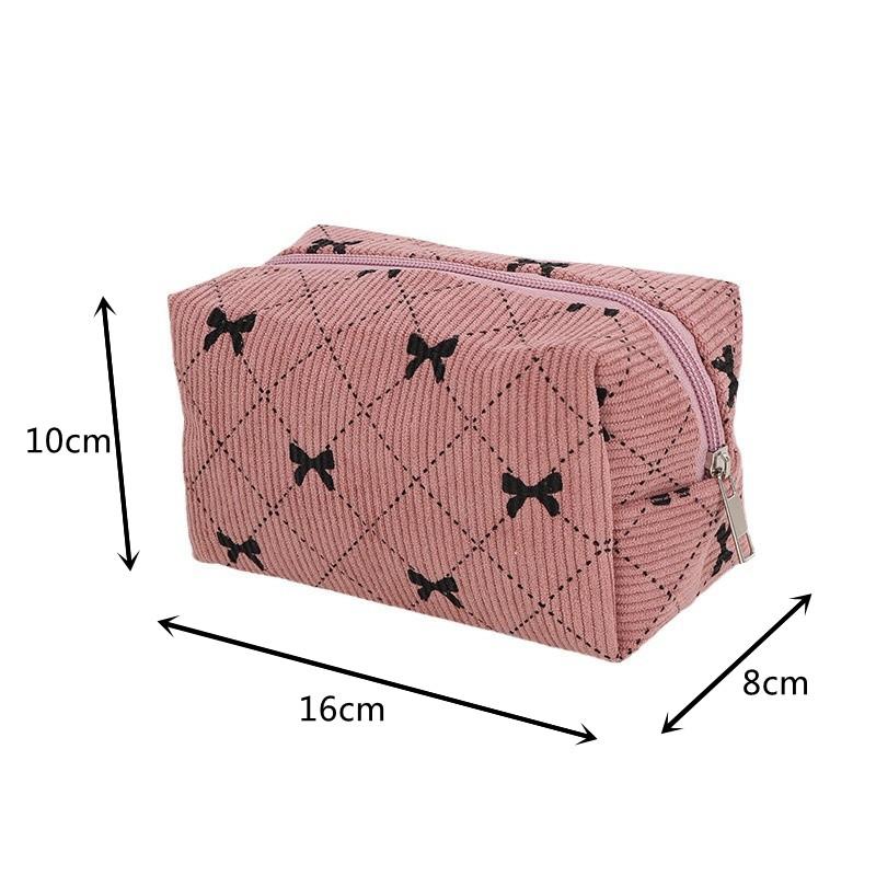 Kawaii Corduroy Travel Cosmetic Lipstick Skincare Storage Bag Toiletry Kit Women Makeup Handbags Organizer Pouch Bag Pencil Case