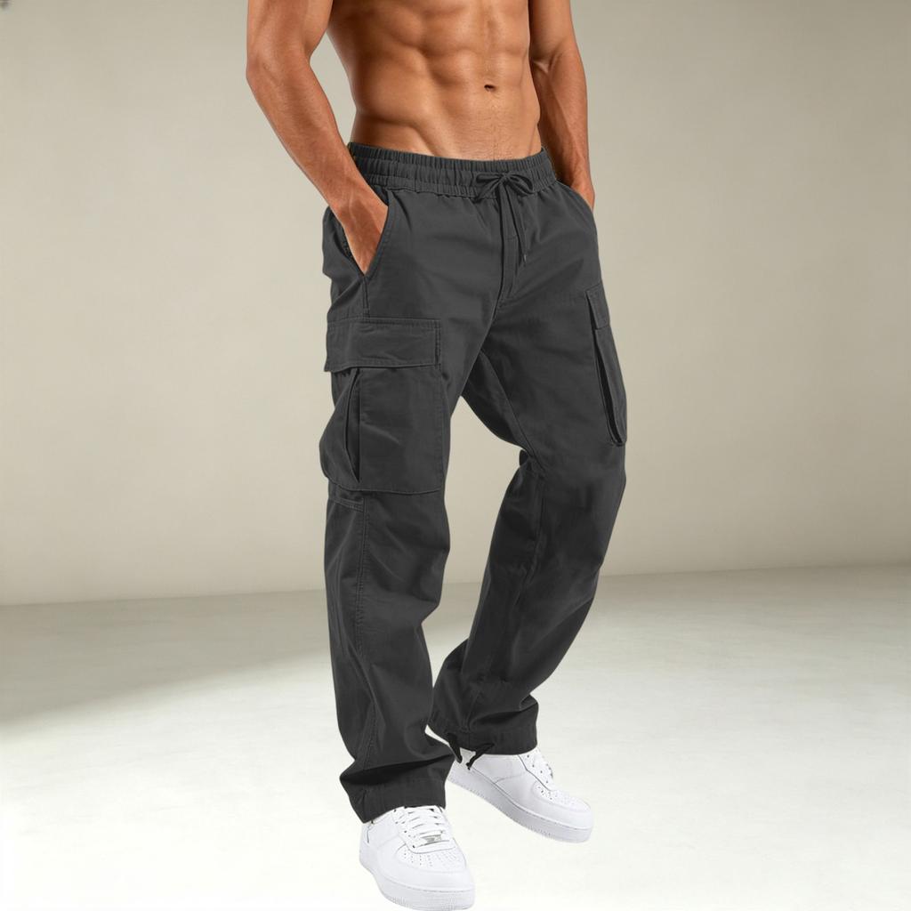 Men's Casual Cargo Pants with Multiple Pockets for Athletic Everyday Wear