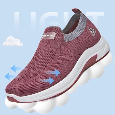 Sapatos de caminhada para idosos e meia-idade Sapatos de lazer de pano com sola macia Sapatos esportivos femininos