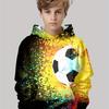 Autumn Winter 3D Football Printed Hoodies Fashionable Casual Warm Sports Long Sleeved Children's Boy Hooded Sweatshirts