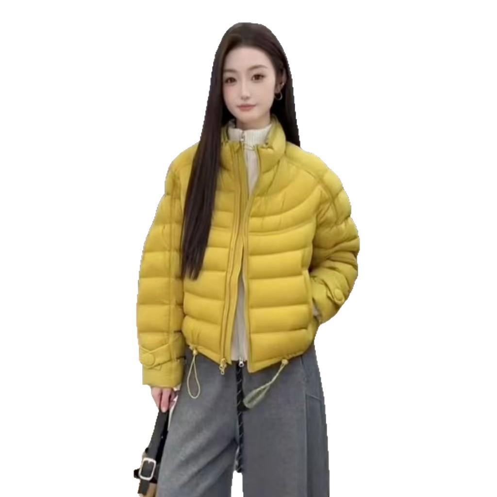 Korean-Style Fluffy Stand Collar Puff Down Jacket - Women's Loose, Slimming, Warm Coat