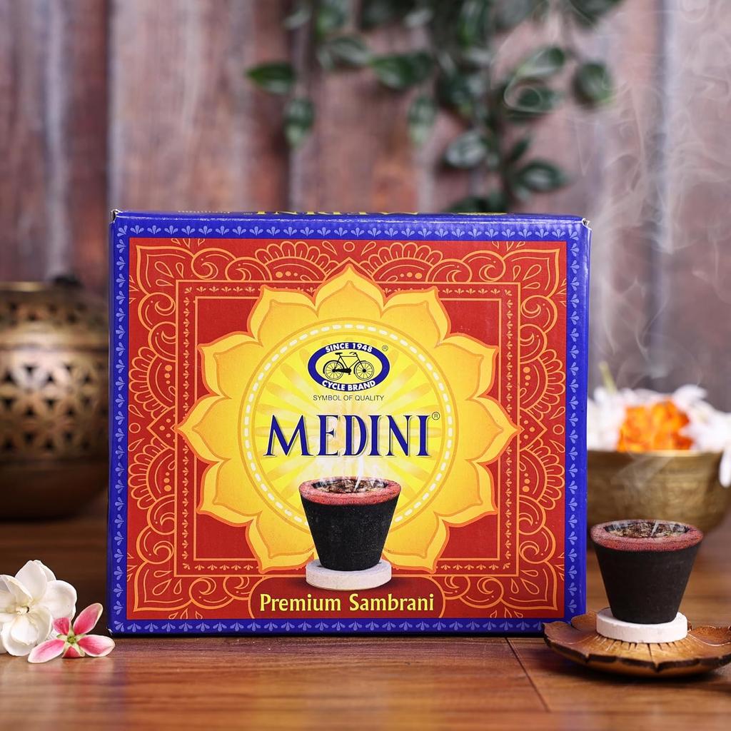 Cycle Pure Medini Cup Sambrani Cones Pack of 3 X10N Long-Lasting Fragrant Cups for Home Meditation