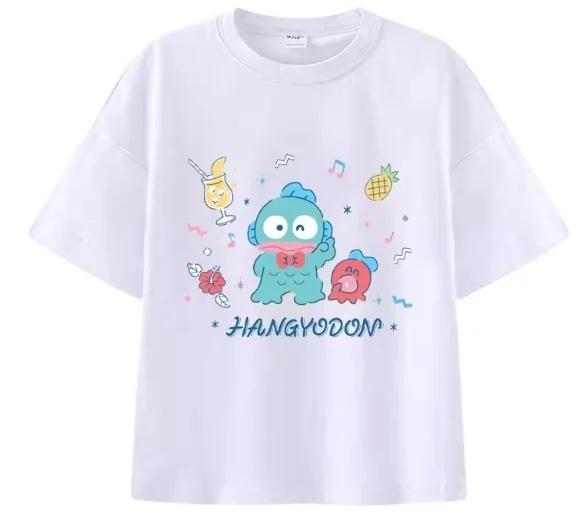

Sanrio 2026 Summer Comic Form Hangyodon Image 100 Cotton Printed Casual Tshirt Adult Children Parentchild Top Casual Wear S
