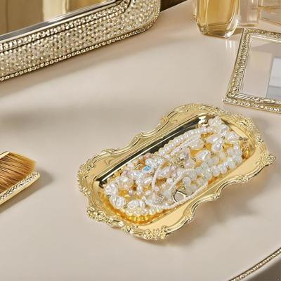 European Style Vintage Embossed Tray Embossed Design Gold/Silver Retro Serving Platter Sturdy Save Space