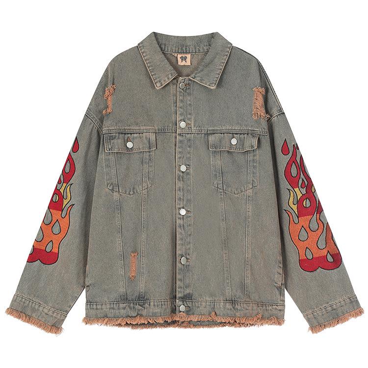Unisex Retro Denim Motorcycle Jacket: Autumn/Winter Casual Trend, Loose Fit with Lapel