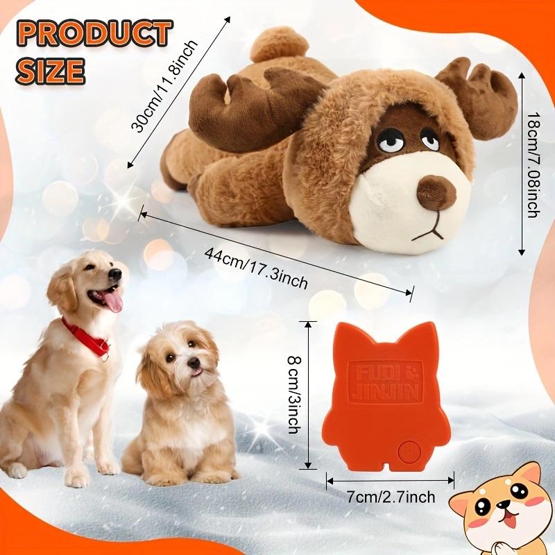 Christmas Eve Elk Bear Toy Dog Heartbeat Toy  Stuffed for Dogs.Dog Comfort Cat Toy for Sleep Aid Cuddle,
