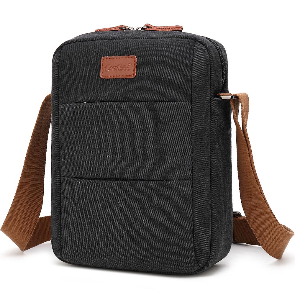 

Мужская сумка через плечо Cool Bell Canvas Черный/Серый CB-6203 Маленькая сумка-мессенджер Повседневная спортивная сумка 10,6-дюймовая сумка для планшета и ноутбука