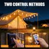 Outdoor Solar Hemp Rope Lights Waterproof String Lights Copper Wire Christmas Ball Bubble Lights for Courtyard Camping Holiday Decor
