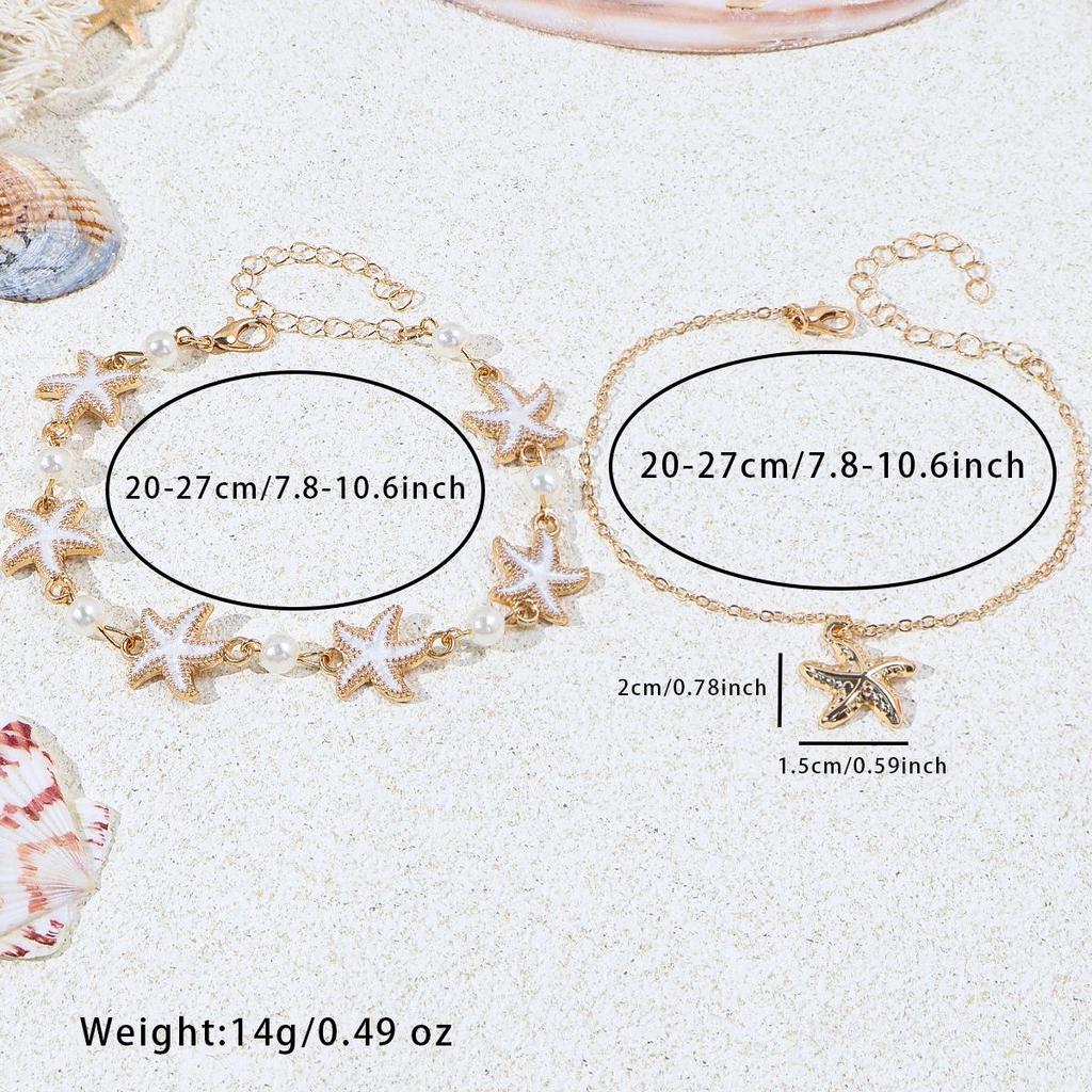 Starfish Pearl Double Layer Anklet: European & American Style Beach Jewelry for Women