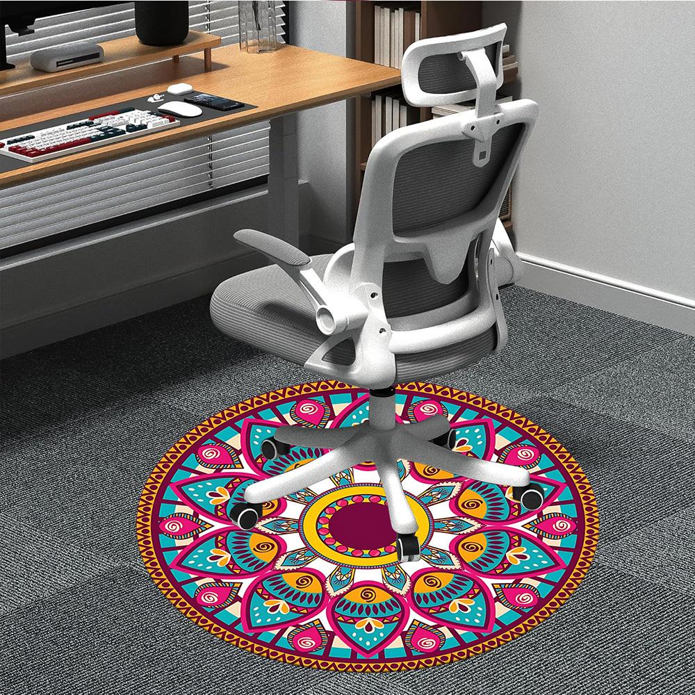 

1PC Mandala Pattern Chair Carpet for Office, Indoor Non-Slip Washable Carpet, Soft Comfortable Mat For Office Room yy250930174 80cm by 80cm