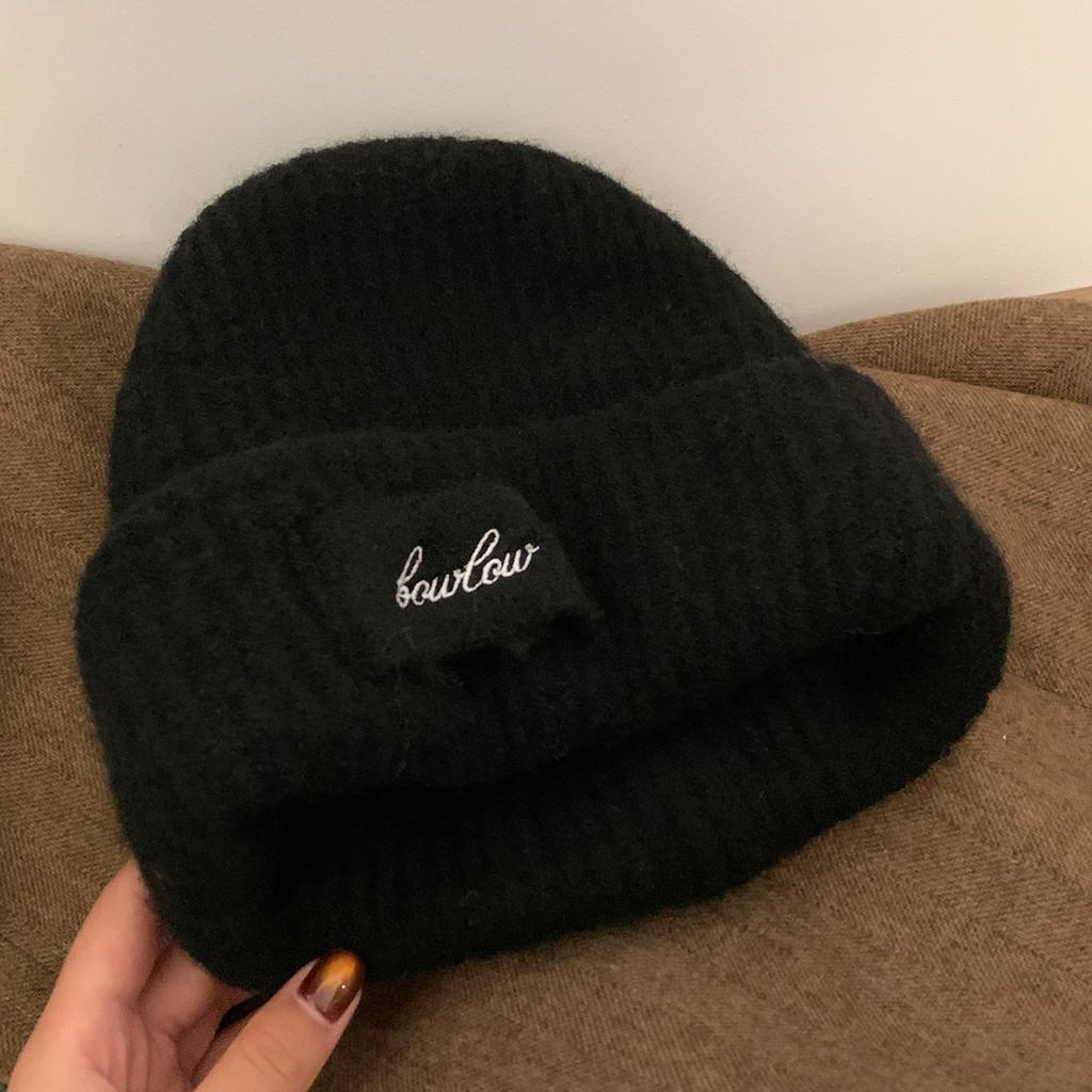 Wool Blend Letter Knitted Hat For Women Winter Cold Weather Warmth