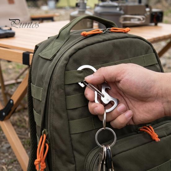 Utility Hanging Clip 2Pcs Multi-Function Carabiner with Bottle Opener, Screwdriver, Heavy Duty Stainless Men Keychain Steel Carabiner, EDC Tool