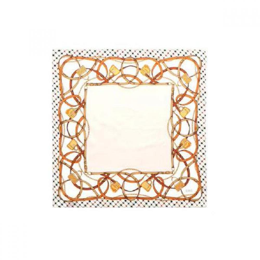 Daks Silk 100 Chain Print Square Scarf Beige Dcsc0f144i2
