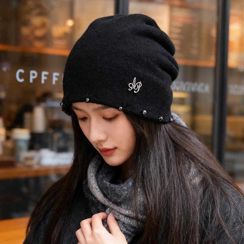 

Рваная шерстяная шапка для женщин на осень и зиму, теплая, с защитой ушей, шапка-бини, модная, ветрозащитная и универсальная шапка для мужчин M（56-58cm）