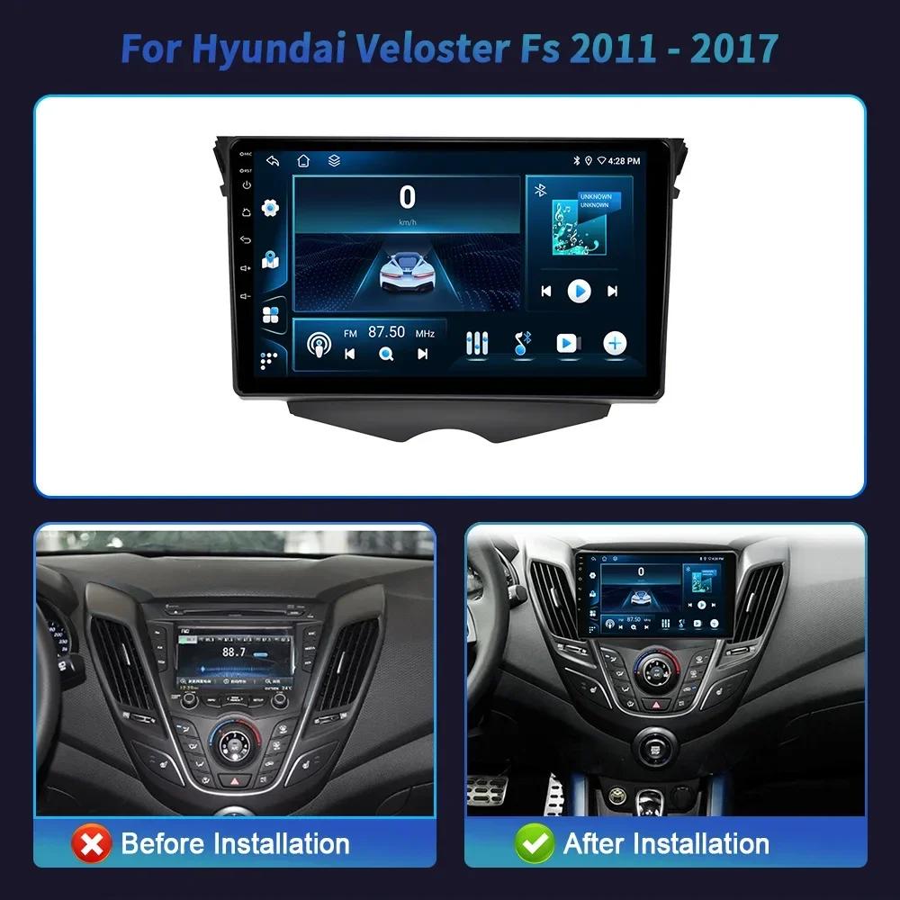 Car Radio Multimedia Video 4G GPS For Hyundai Veloster Fs 2011-2017 Android 14 Wireless  BT Carplay Navigation Touch Screen