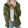 Warm Hooded Fleece Long Sleeve Women Plush Fur Coat Jacket Wool Cardigan