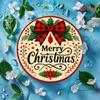 Planetjuice Vintage Merry Christmas Round Metal Sign Plaid Bow Holly Decor