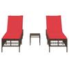 2 Piece Sun Lounger Set with Table Brown Poly Rattan