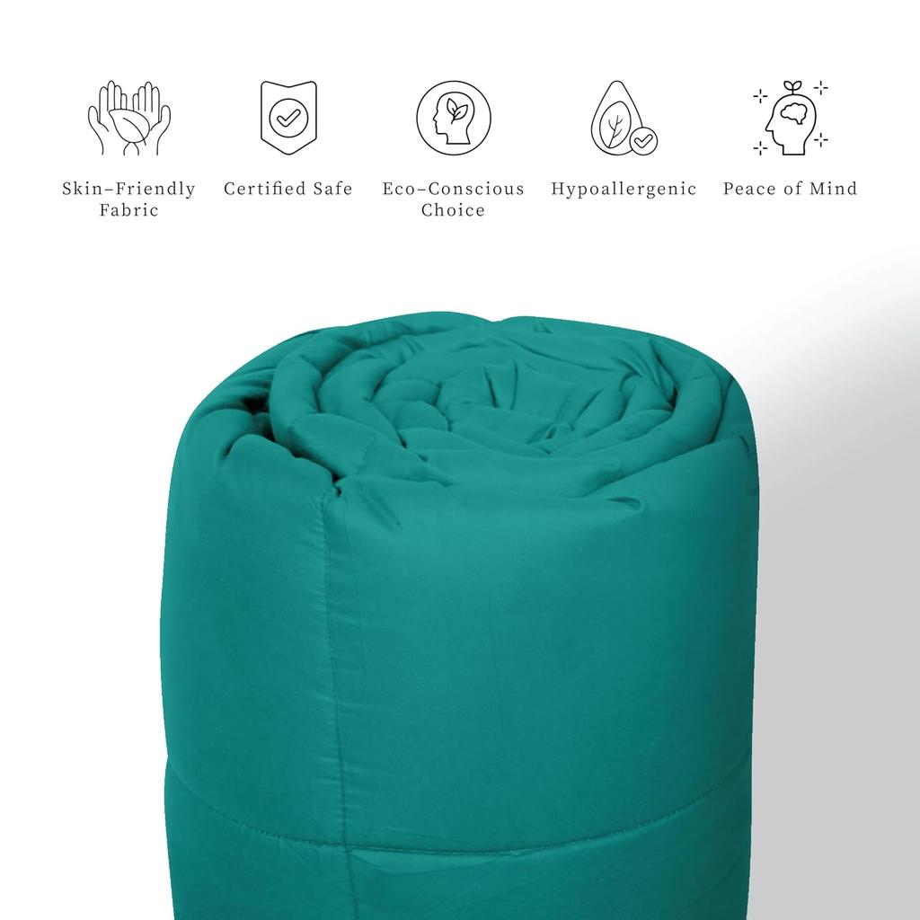 Plush Reversible Microfiber Comforter Single Bed |  (152.4 X 228.6 CM) Aqua Blue + Egg Nog