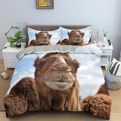 3D Wüstenkamel Bettbezug Braun Tier Jungen Mädchen Kinder Teenager Erwachsene Niedliches Wildtier Thema Polyester Steppdeckenbezug Schlafzimmer Dekoration