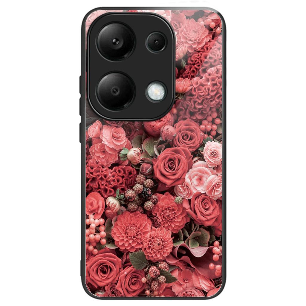For Xiaomi Redmi Note 13 4G Case Pattern Printing Tempered Glass+TPU Phone Cover