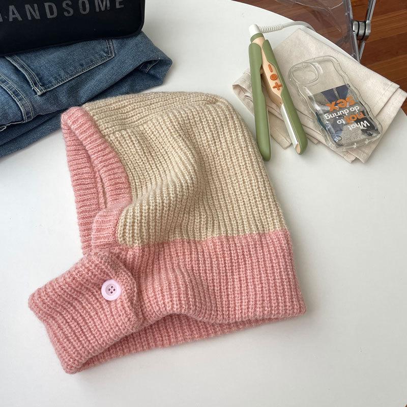 South Korean Balaclava Hat Men's and Women's Knitted Yarn Hat, Suitable for Keeping the Neck Warm In Autumn and Winter