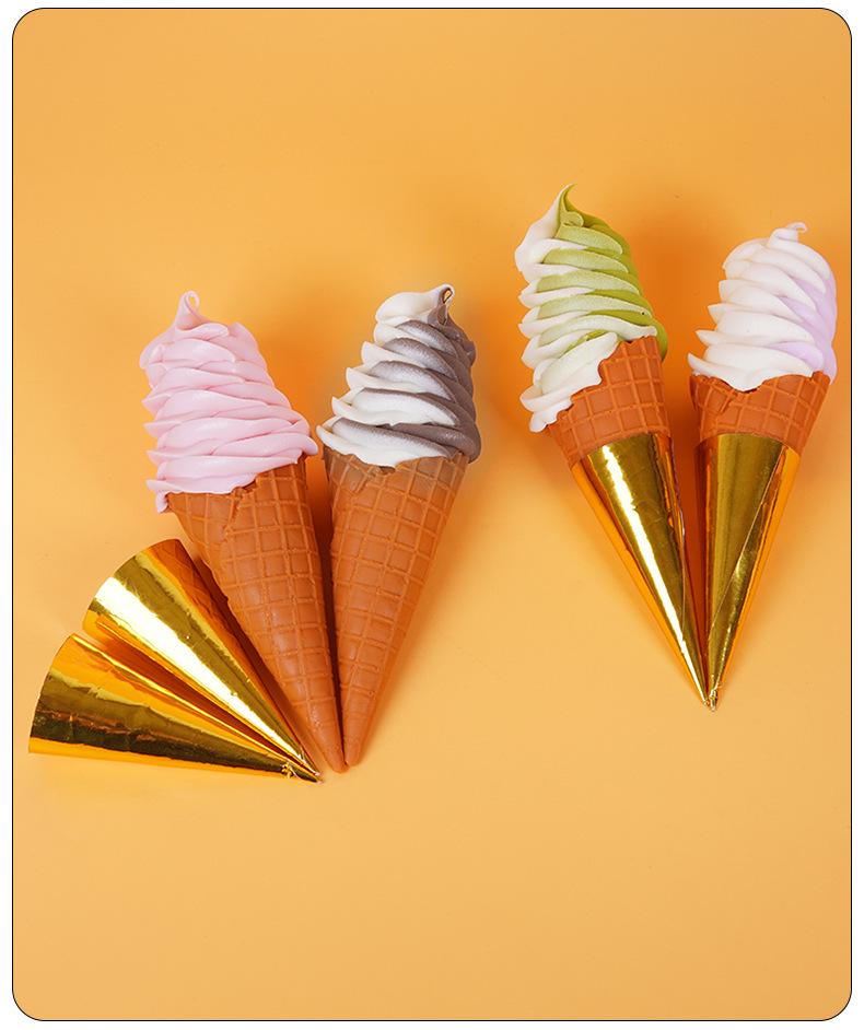 Night Market Ice Cream Cone Model: Realistic Torch Dessert Prop for Photography and Decor