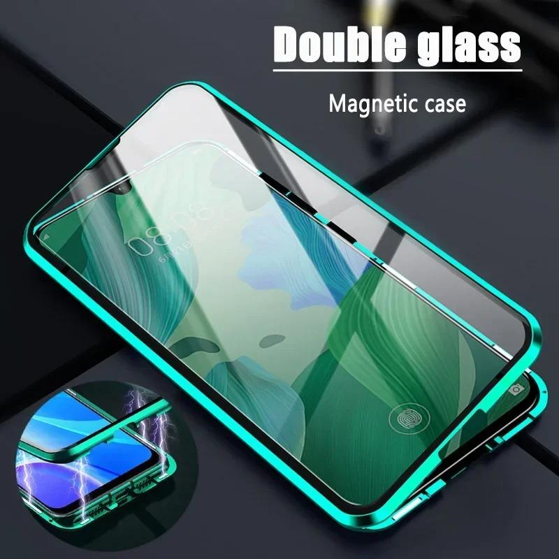 Plně ochranný kovový magnetický kryt pro Samsung A57/37/17/56/36/26/16/55/35/25 S26 ULtra s25 plus s24 Oboustranný skleněný kryt