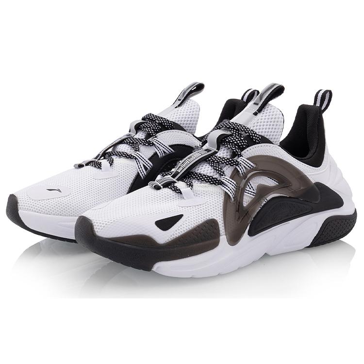 New LiNing Spark Slip Resistant Cushioning Wear Resistant Low Top Sports Casual Shoes Women's Black White AGLQ066-1