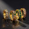 Colorful Cubic Zircon Ring for Women Stainless Steel Gold Color Open Ring Vintage Boho Wedding Party Zircon Gift Accessories