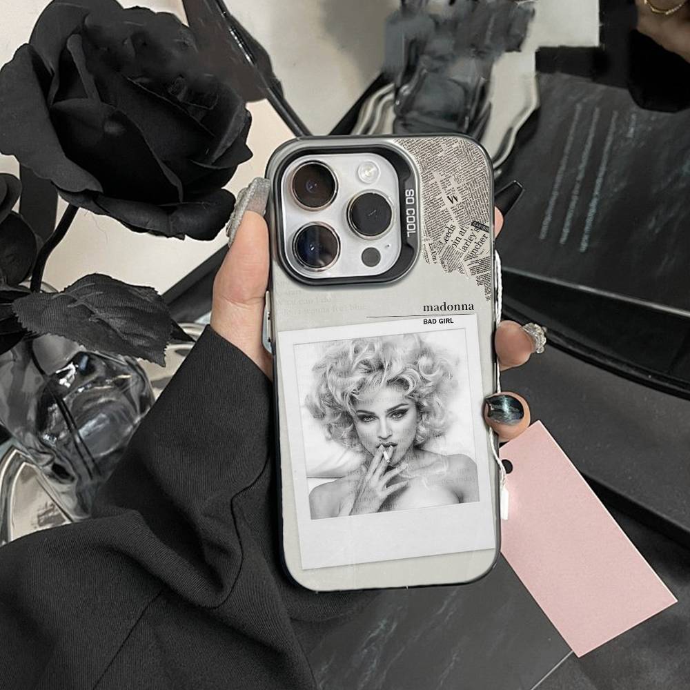 Husă de telefon Singer T-Madonna Pentru IPhone 16 17 15 14 12 13 Pro Max Culoare Neagră Husă Rezistentă la Șocuri