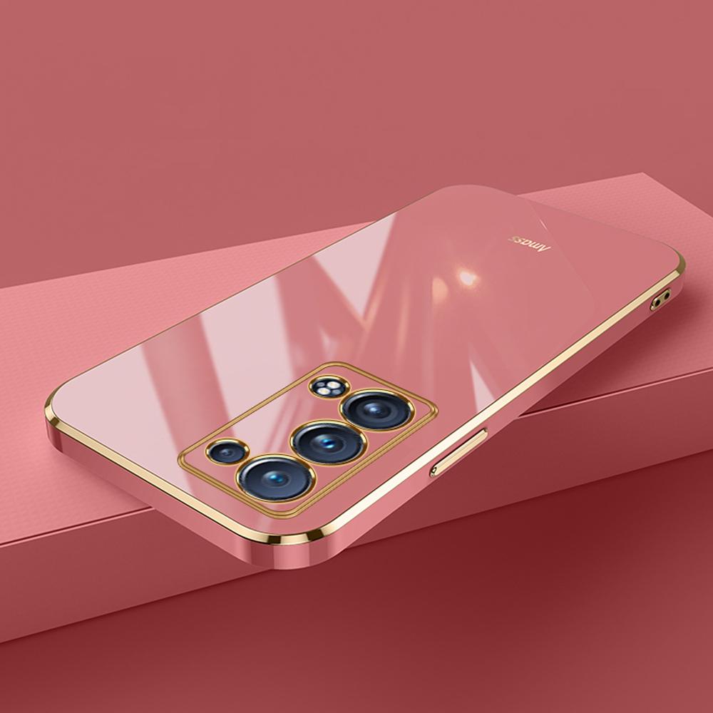 For Oppo Reno6 Pro 5G Case Luxury Square Plating CPH2247 Phone Case ShockProof Silicone Back Cover Fundas