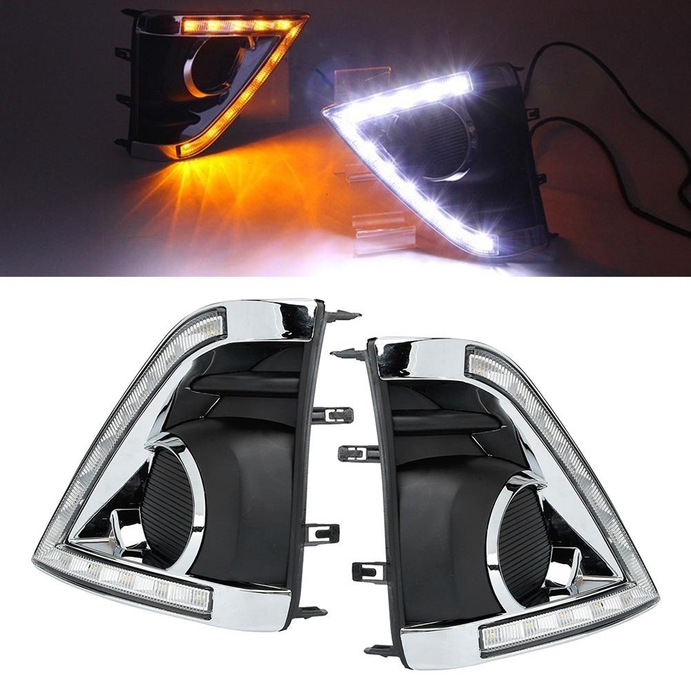 1 par DC12V 6000 6700K LED Vattentät Dubbelfärg DRL Blinkersljus Passar för Toyota Yaris Vios 13 15