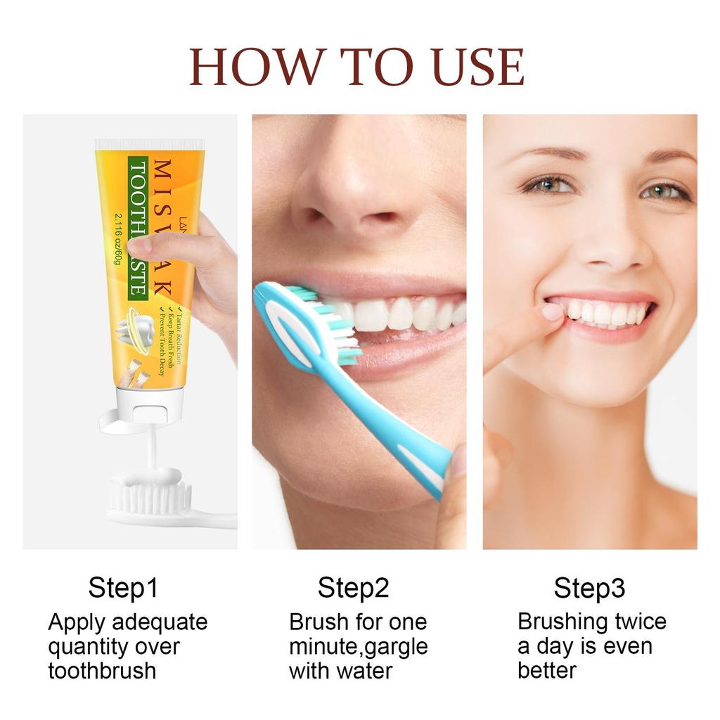 Miswak Toothpaste - Remove Teeth Surface Stains By Brush, Cleaning Teeth and Keep Breath Fresh,Gentle & Safe or Use,60g