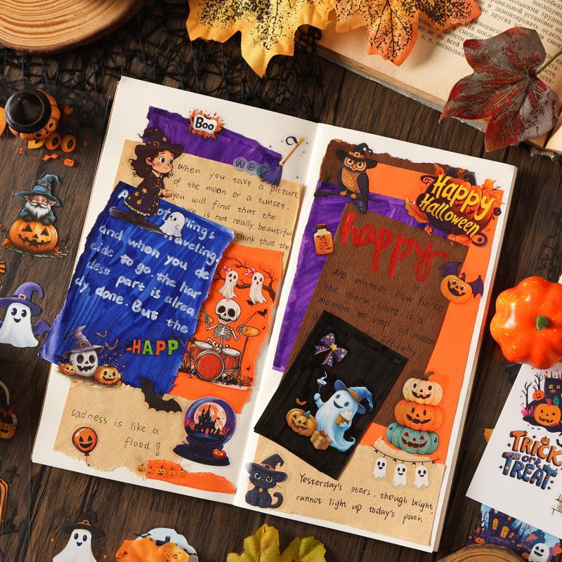 20 Pcs Halloween Castle Creative Sticker Planner Sticker Book Creativity Decorative Adhesive DIY Scrapbooking Accessories