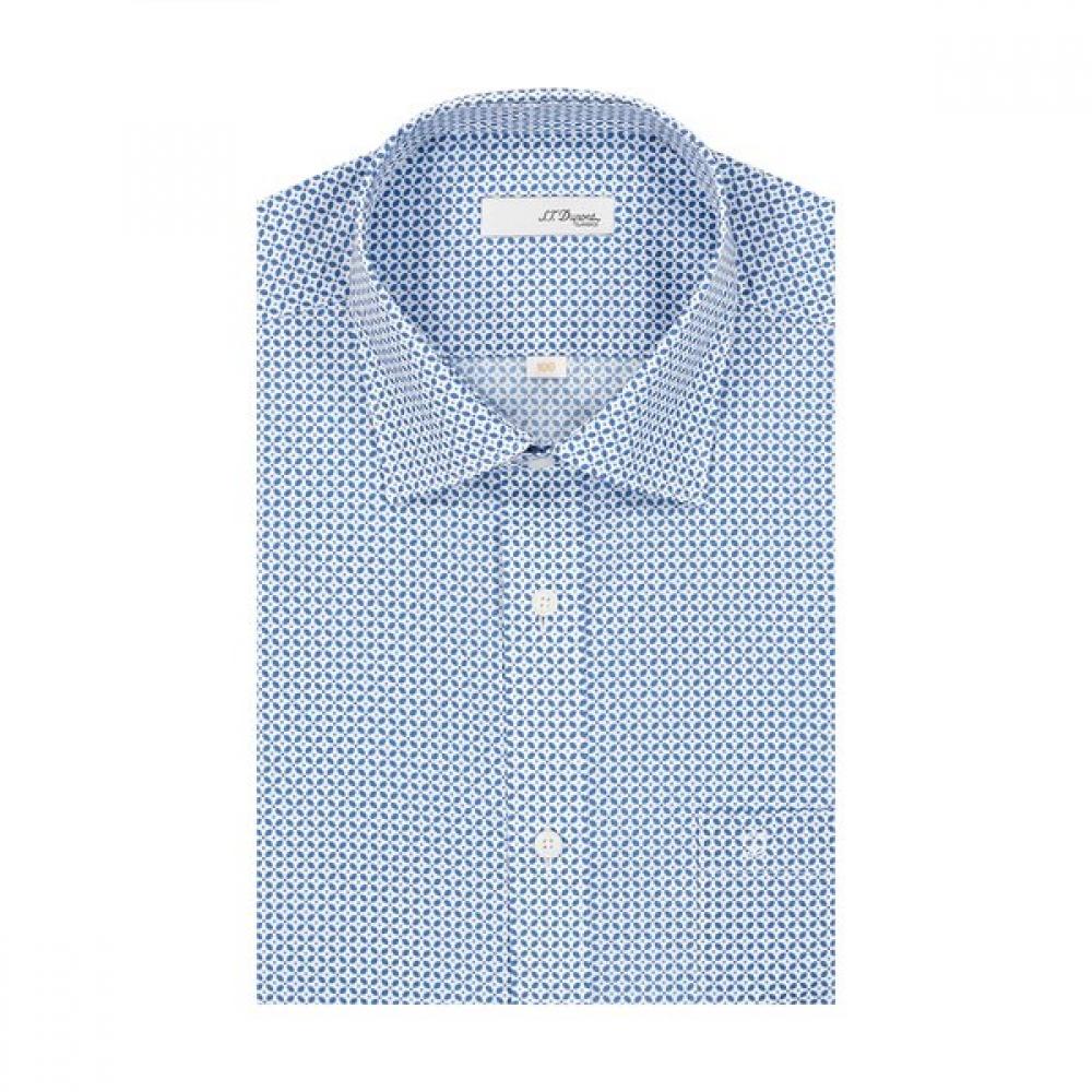 

S.t. Dupont 24 Mm Regular Fit Short Sleeve Shirt With Blue Motif se4Mm11hs201sbu 105