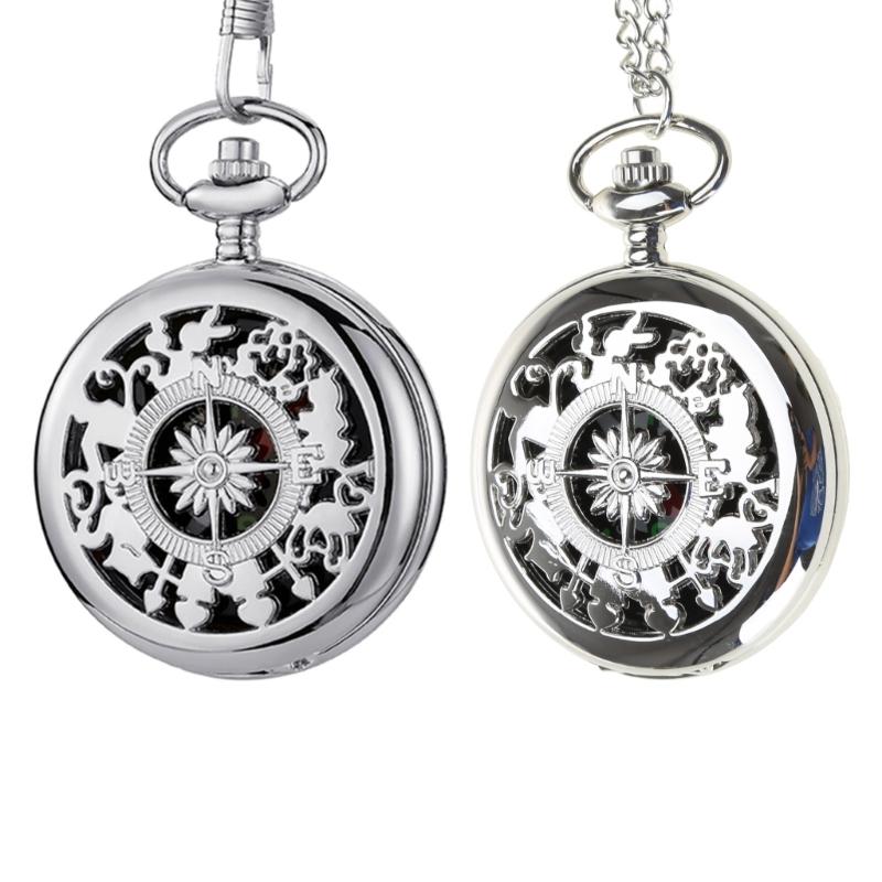 Engrave Pocket Watch Compass Retro Hiking Belt Chain Camping Compass for Sailing Camping, Waterproof Survival Compass