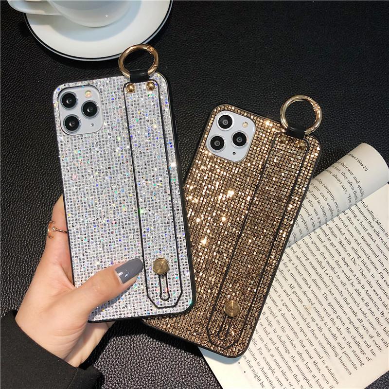 The Glitter Wristband Is Suitable For Apple 17Promax Hemming Iphone15 Mobile Phone Case 16 Protective Case Fashionable Women'S Models.