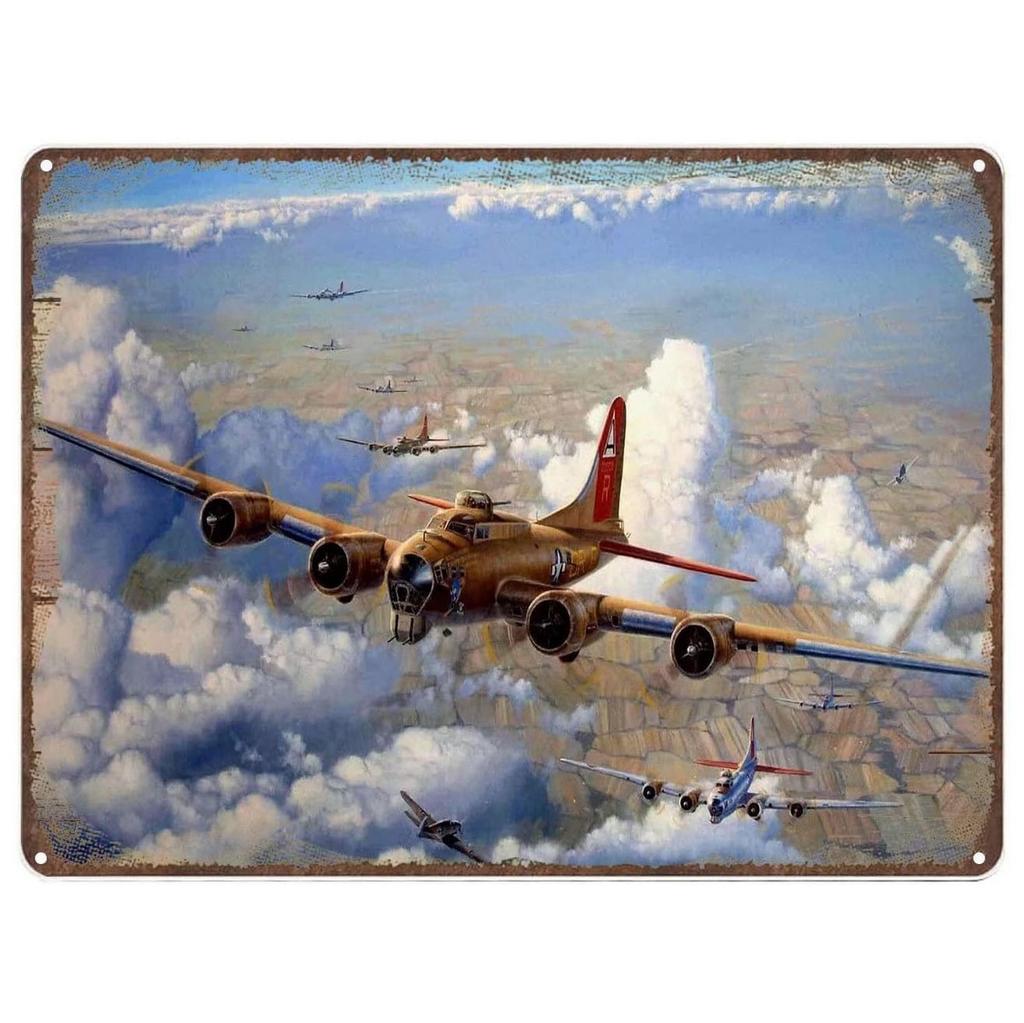 Military Metal Tin Signs Fight Plane Wall Art Poster Plaque Vintage Iron Painting Decoration for Home Cafe Washing Room Club