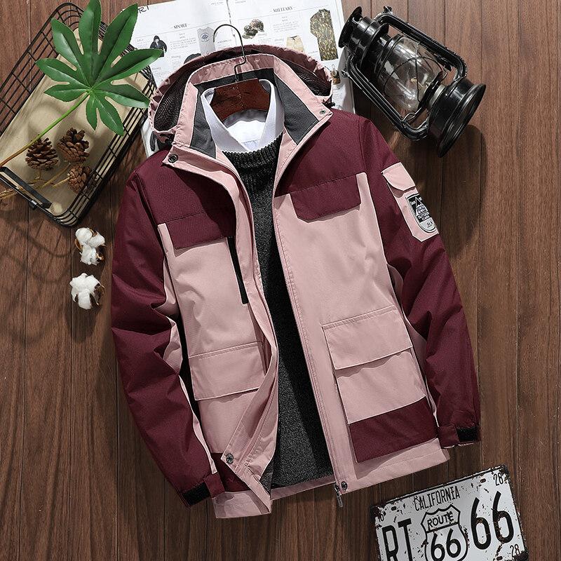 

Весна Осень Верхняя одежда Ветрозащитный Альпинистский костюм Мужская Водонепроницаемая куртка Однослойные Модные брендовые Легкие куртки 7XL